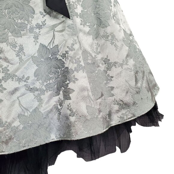 Jessica McClintock Gunne Sax 7 8 Dress Strapless Floral Metallic Brocade Tulle - Picture 15 of 16